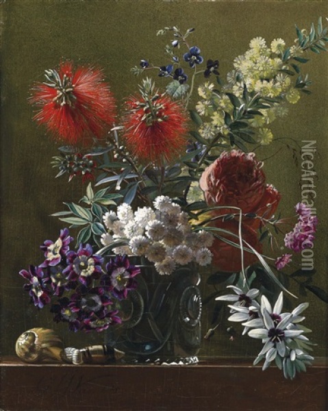 Blumenstuck Mit Schnecken Oil Painting - Georgius Jacobus Johannes van Os
