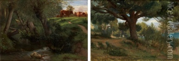 Paysages (pair) Oil Painting - Charles Zacharie Landelle