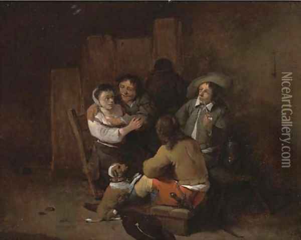 Peasants in an interior Oil Painting - Cornelis (Pietersz.) Bega