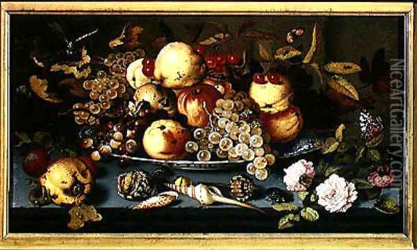 Still Life with Fruit Flowers and Seafood Oil Painting - Balthasar Van Der Ast