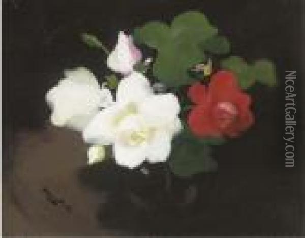 Red And White Roses Oil Painting - James Stuart Park