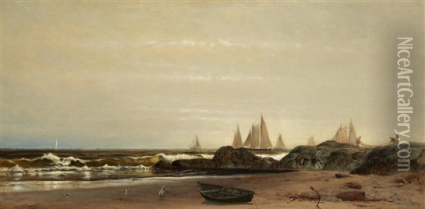 Sailing Along The Shore Oil Painting - Arthur Quartley