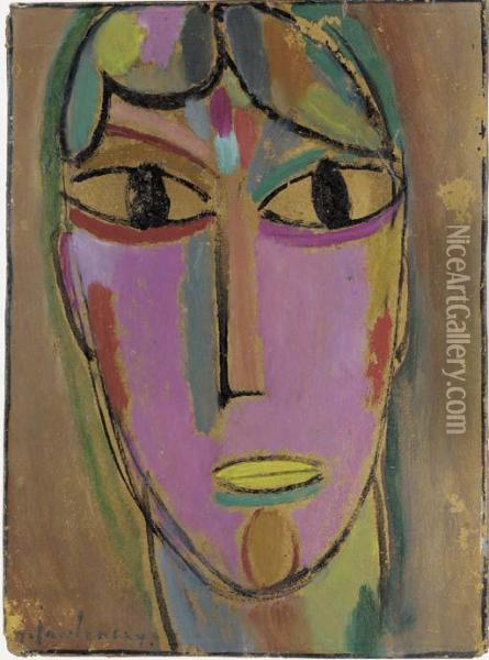 Mystischer Kopf: Gelber Mund Oil Painting - Alexei Jawlensky