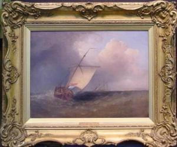 Fishing Boats Under Storm Clouds Oil Painting - Miles Edmund Cotman