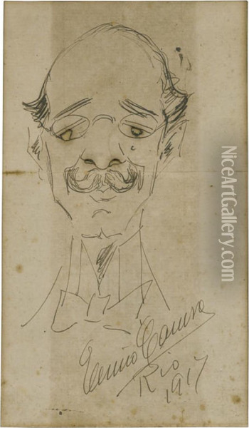A Self-portrait Caricature Oil Painting - Enrico Caruso