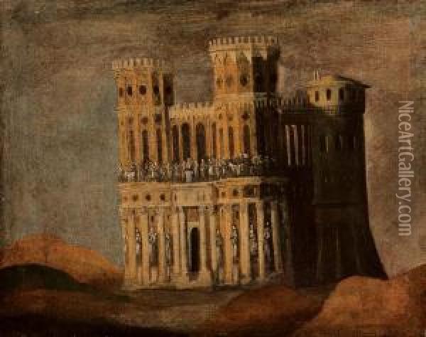 Veduta Fantastica Di Castello Oil Painting - Francois de Nome (Monsu, Desiderio)