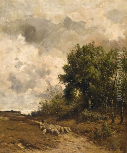 Schafherde Mit Hirt Am Waldrand Oil Painting - Louis Willem Van Soest