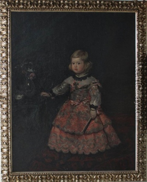Portrait Of The Infant Margarita Teresa Oil Painting - Diego Velazquez