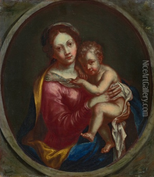 Madonna Mit Kind Oil Painting - Paulus Stroebel
