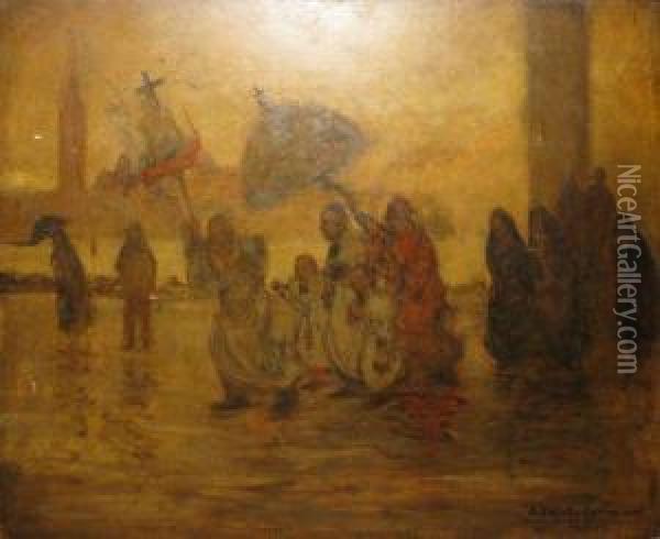 Procession A Venise Oil Painting - Joseph Saint-Germier