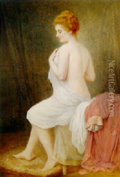 After The Bath Oil Painting - Louis Robert De Cuvillon