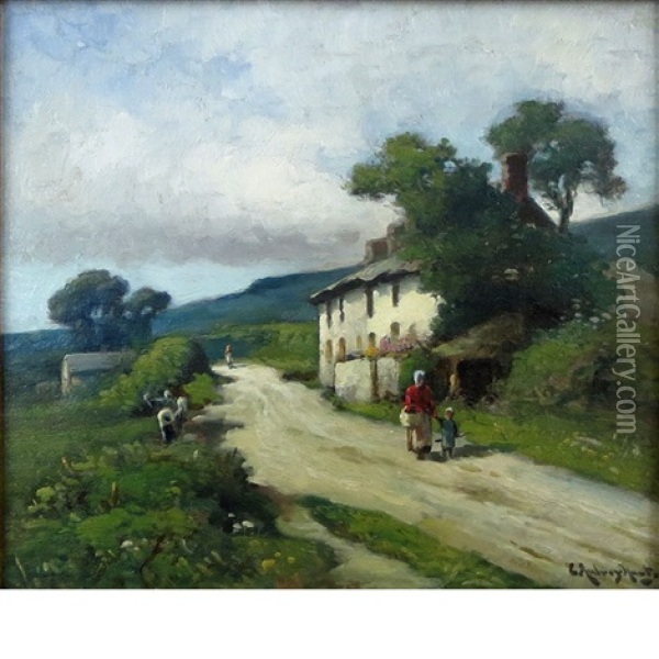 Country Lane Oil Painting - Edmund Aubrey Hunt