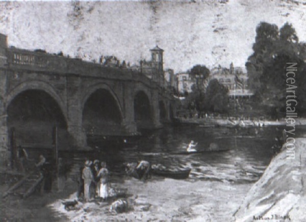 Richmond Bridge Oil Painting - Arthur John Black