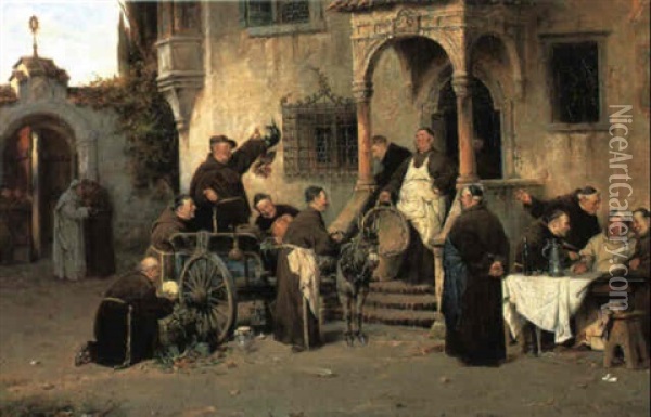 Preparing For The Banquet Oil Painting - Adolf Humborg