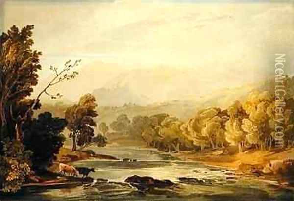 A View on the Brathay near Ambleside Oil Painting - Anthony Vandyke Copley Fielding