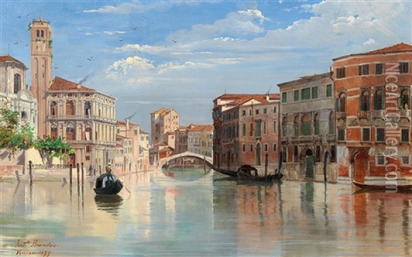 The Grand Canal With A View Of San Geremia And Palazzo Labia Oil Painting - Antonietta Brandeis