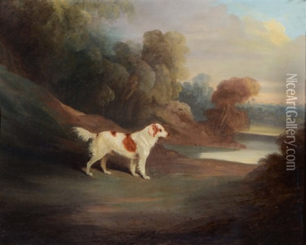 A Spaniel In A Landscape Oil Painting - David (of York) Dalby