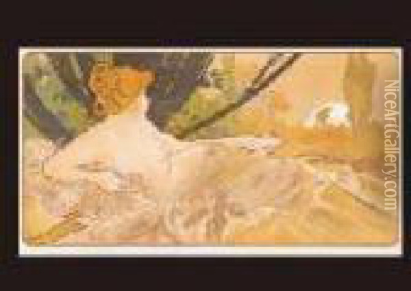 Akebono Oil Painting - Alphonse Maria Mucha