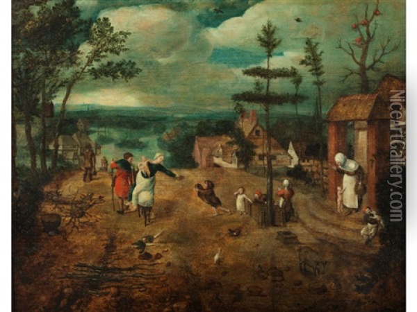 Flucht Nach Agypten Oil Painting - Jan van (Brunswich Monogrammist) Amstel