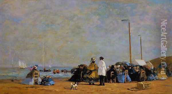 Crinolines on the Beach I Oil Painting - Eugene Boudin