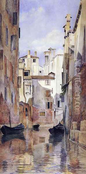 Venetian Canal Scene Oil Painting - Henry Roderick Newman