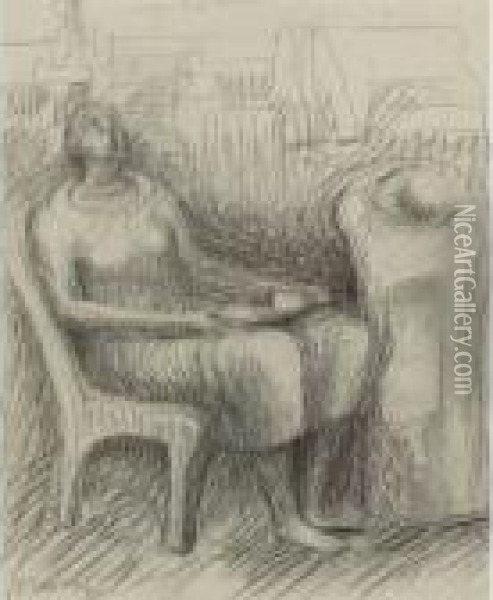 Seated Woman Oil Painting - Henry Moore