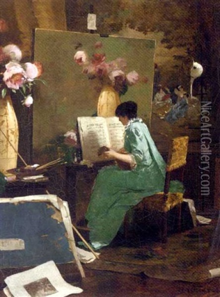 A Musical Interlude Oil Painting - Edouard (John) Menta