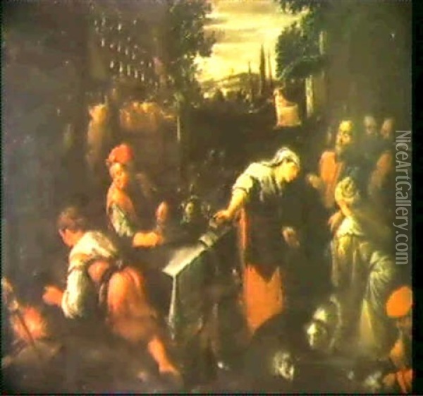 Christus Bei Maria Und Martha. Oil Painting - Jacopo dal Ponte Bassano