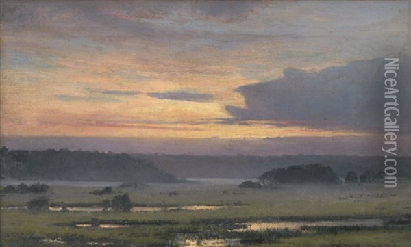 Landschaft Bei Sonnenuntergang Oil Painting - Johan Ulrik Bredsdorff