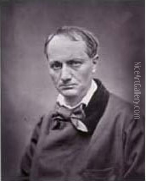 Portrait De Charles Baudelaire, 1862 / 1875 Oil Painting - Etienne Carjat