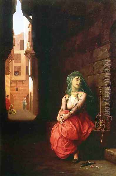 Young Arab Woman with Waterpipe Oil Painting - Jean-Leon Gerome