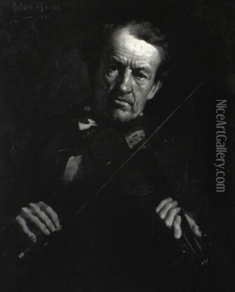 The Old Fiddler, Quebec Oil Painting - Robert Harris