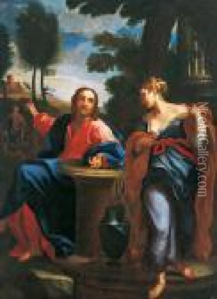 Seguace Del Xvii Secolo Christus Und Diesamariterin Am Brunnen Oil Painting - Annibale Carracci