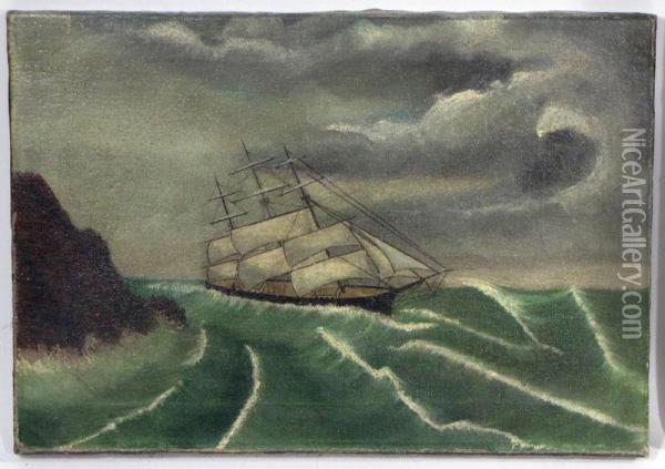 Clipper Ship On Stormy Sea Oil Painting - John Orne Johnson Frost