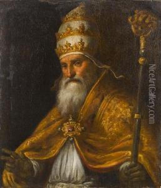Portrait Of A Pope, Possibly Pius V Ghislieri Oil Painting - Acopo D'Antonio Negretti (see Palma Giovane)