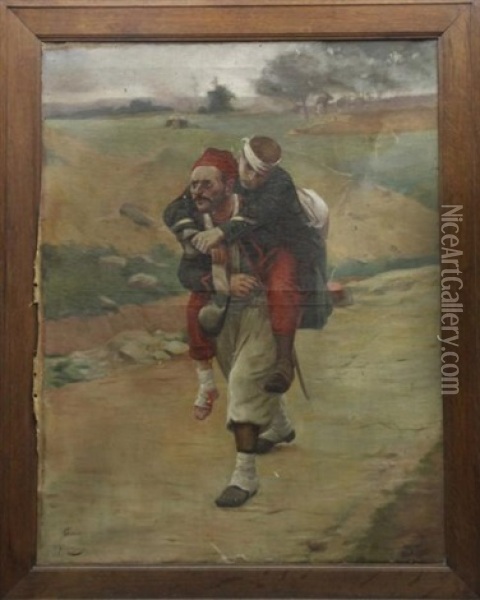 Soldats Blesses Oil Painting - Paul (Louis Narcisse) Grolleron