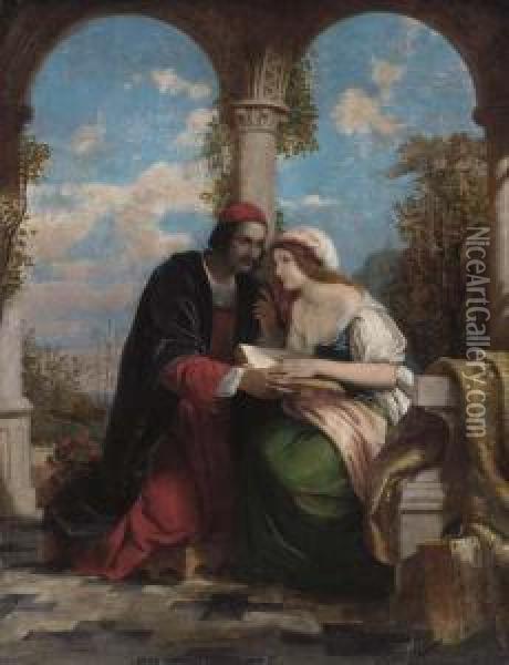 Abelard And Heloise On A Terrace Oil Painting - Charles Lock Eastlake