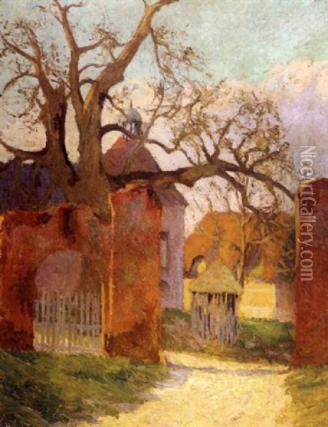 L'entree Du Manoir Normand Oil Painting - Marcel Couchaux