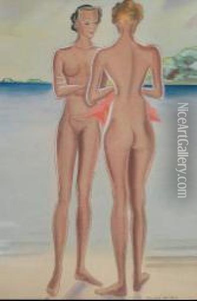 Nudes On The Beach Oil Painting - Ronald Mcrae