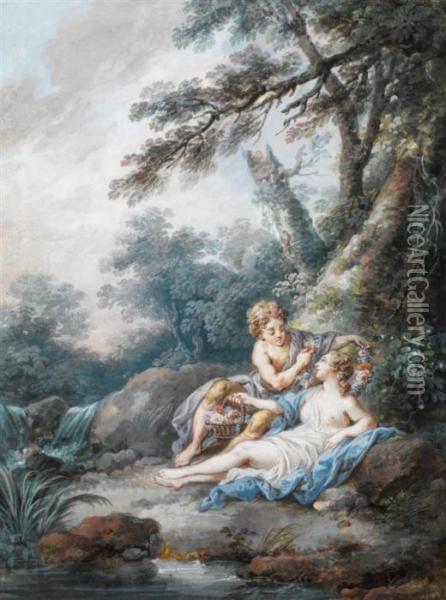 Scene Galante Dans Un Paysage Oil Painting - Jacques Philippe Caresme
