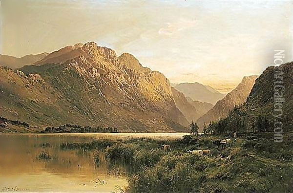 An Aberdeenshire Lake 2 Oil Painting - Alfred de Breanski