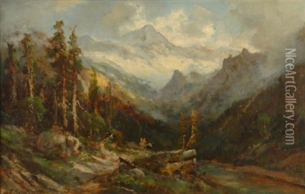 In The California Sierras Oil Painting - Frederick Ferdinand Schafer