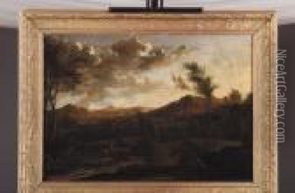 A Landscape With A Stag Hunt Oil Painting - Frederick De Moucheron