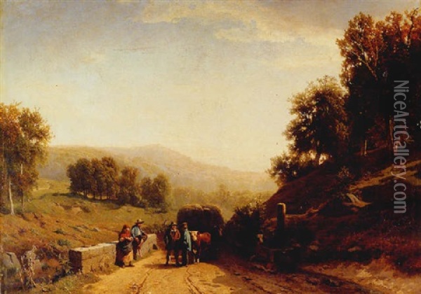 Farmworkers Returning From The Field Oil Painting - Willem Tjarda van Starckenborgh Stachouwer