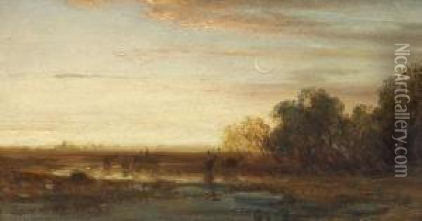 Nachtliche Landschaft Beimunchen Oil Painting - Schleich Eduard I & Bach Alois