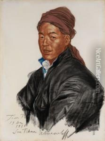 Portrait Of Tien Po Oil Painting - Alexander Evgenievich Yakovlev