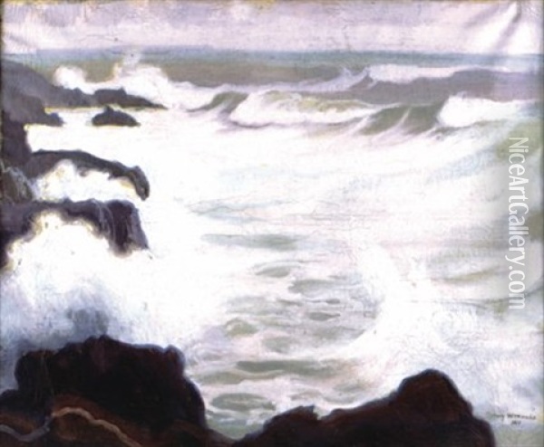 Morze W Bretanii Oil Painting - Stanislaw Ignacy Witkiewicz
