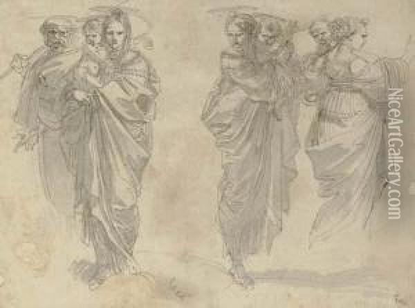 Three Studies Of The Holy Family Oil Painting - Giuseppe Cades