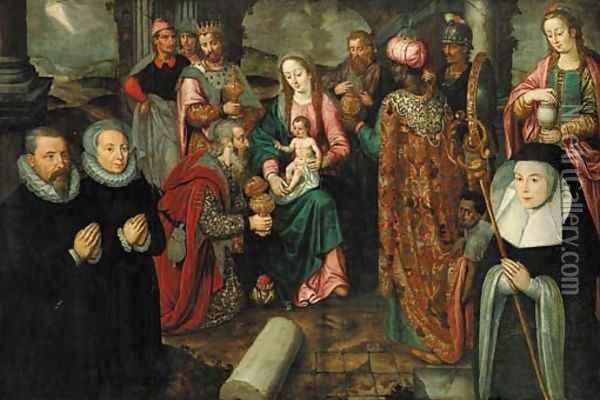 The Adoration of the Magi with kneeling donors Oil Painting - Karel Foort