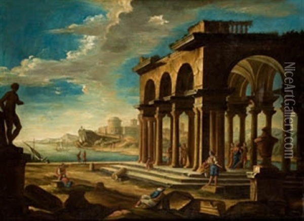 Personajes En Ruinas Clasicas Oil Painting - Bernardo Bellotto
